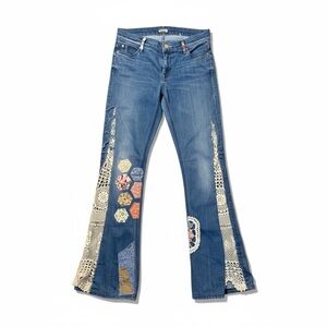 MOTHER Blue Patchwork Flare Jeans